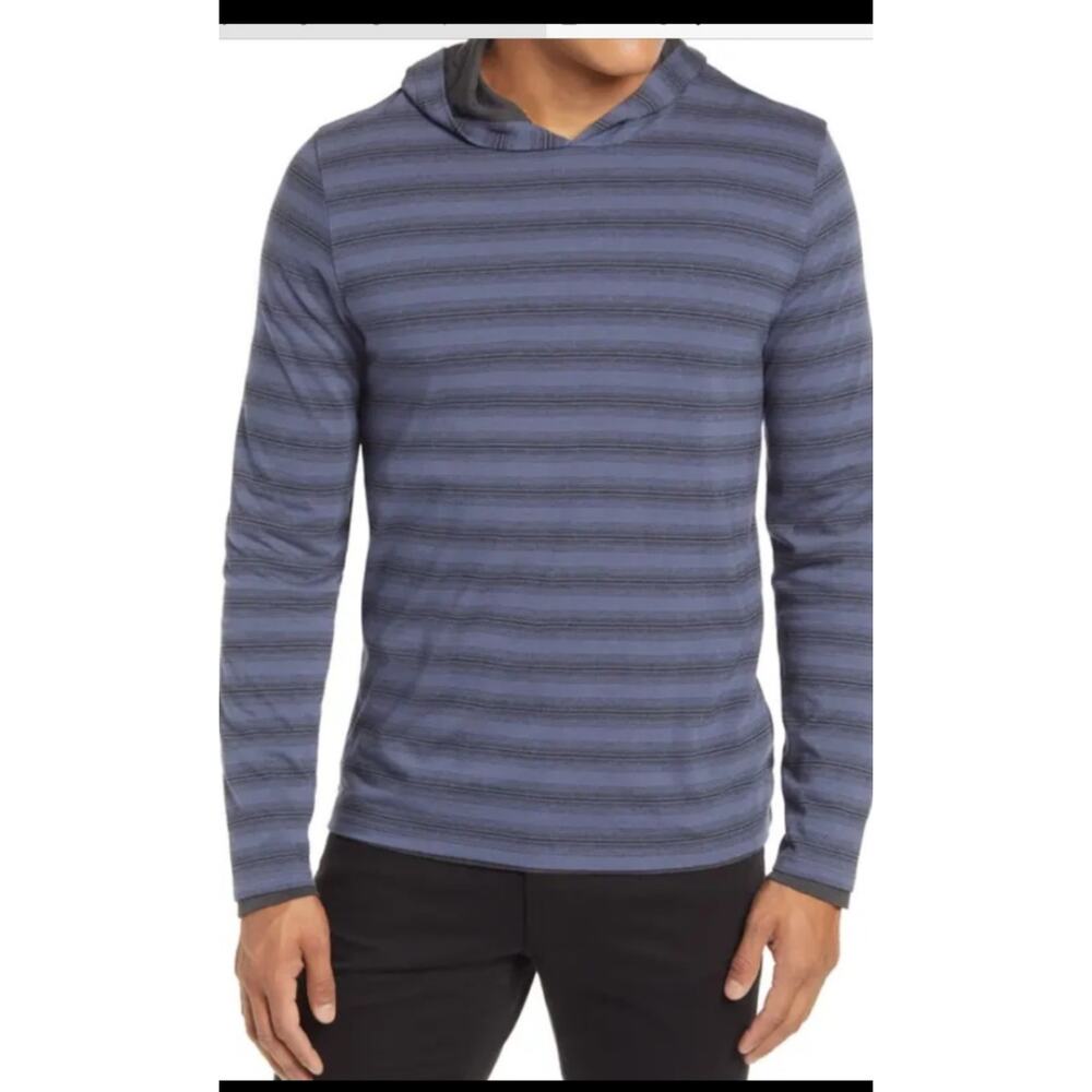 Vince double layer hoodie Size XL blue striped long sleeved Casual Y2K Comfy
